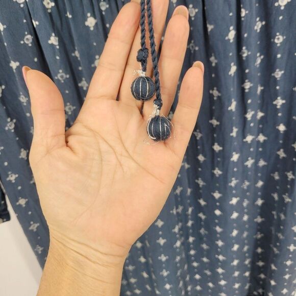 Madewell Womens Silk Medallion Dot Maxi Dress Blue Sz 4 Tiered Flowy Modest - Picture 7 of 15